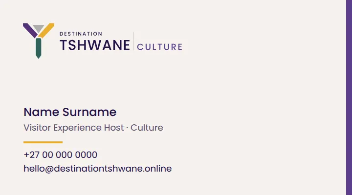 Business card · destination — Destination Tshwane application artwork