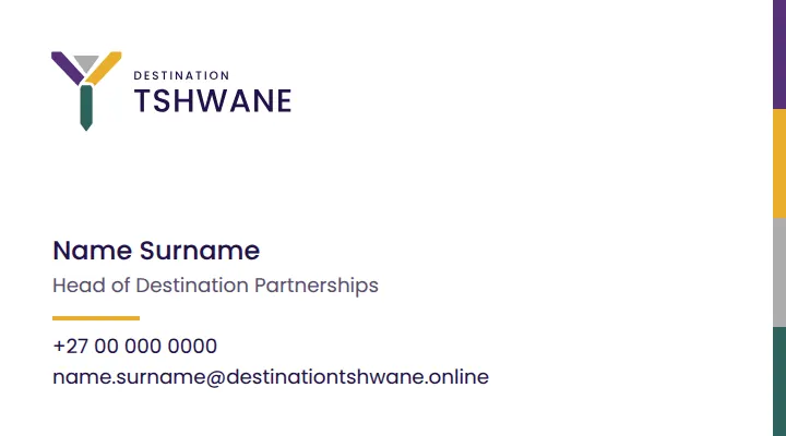 Business card · institutional — Destination Tshwane application artwork
