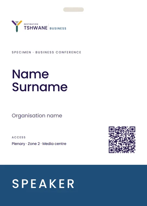 Conference badge — Destination Tshwane application artwork