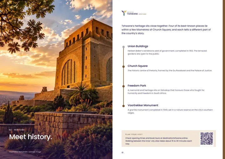 Visitor guide · spread — Destination Tshwane application artwork