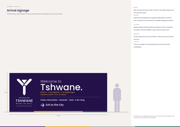 Arrival signage — Destination Tshwane application artwork
