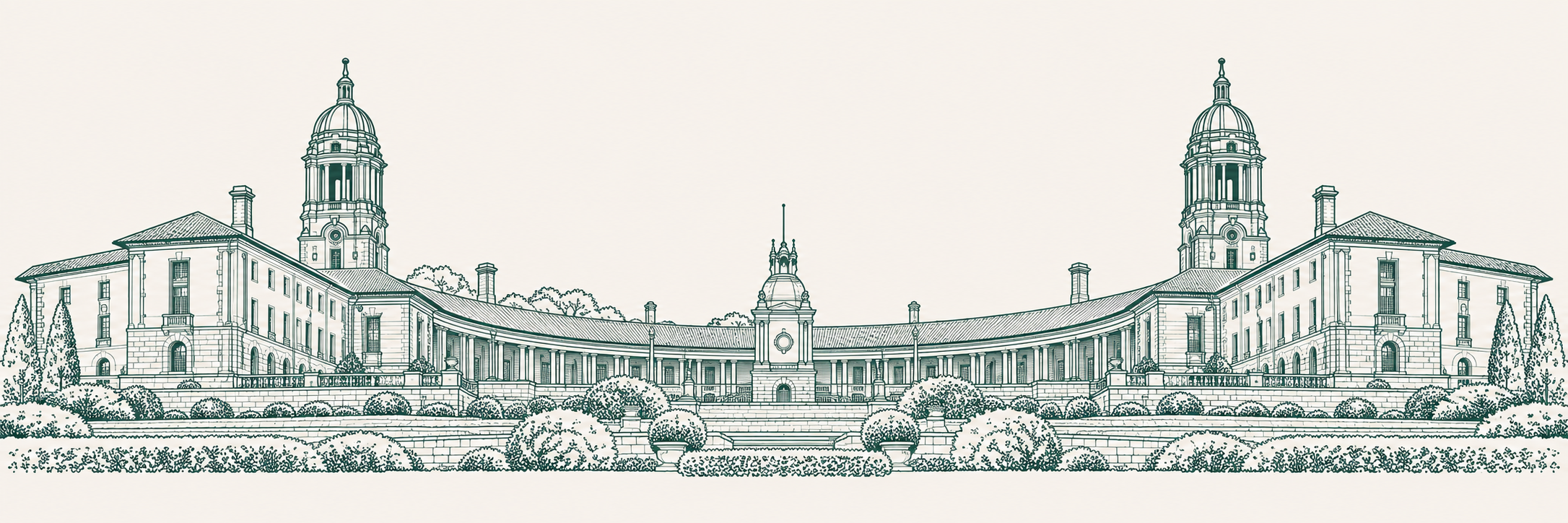 Supporting line illustration of the Union Buildings.